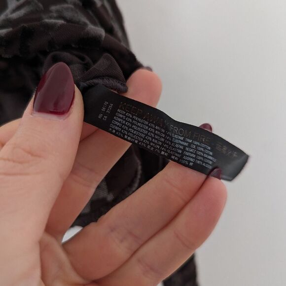 Out From Under UO black brown nude velvet geo pattern one shoulder bodysuit - Picture 5 of 7